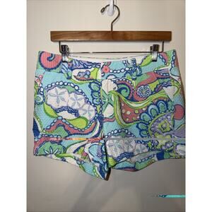 Lilly Pulitzer Women's Callahan Stretch Shorts Multi Color Green Pink Size 4